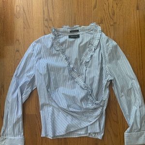Preppy wrap blouse